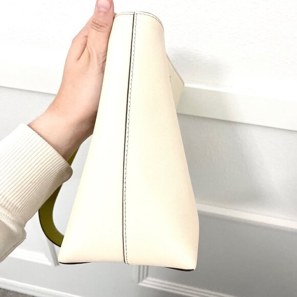 NWT Tory Burch Emerson Color Block Bucket Bag Ivory Blue Green - Picture 7 of 10